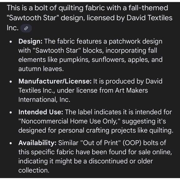 OOP Gorgeous Fall Fabric Vicky Howard David Textiles Sawtooth Star 2 Yards - Picture 6 of 6